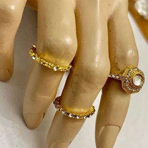 3pc Cubic Zirconia Goldplated Rings
